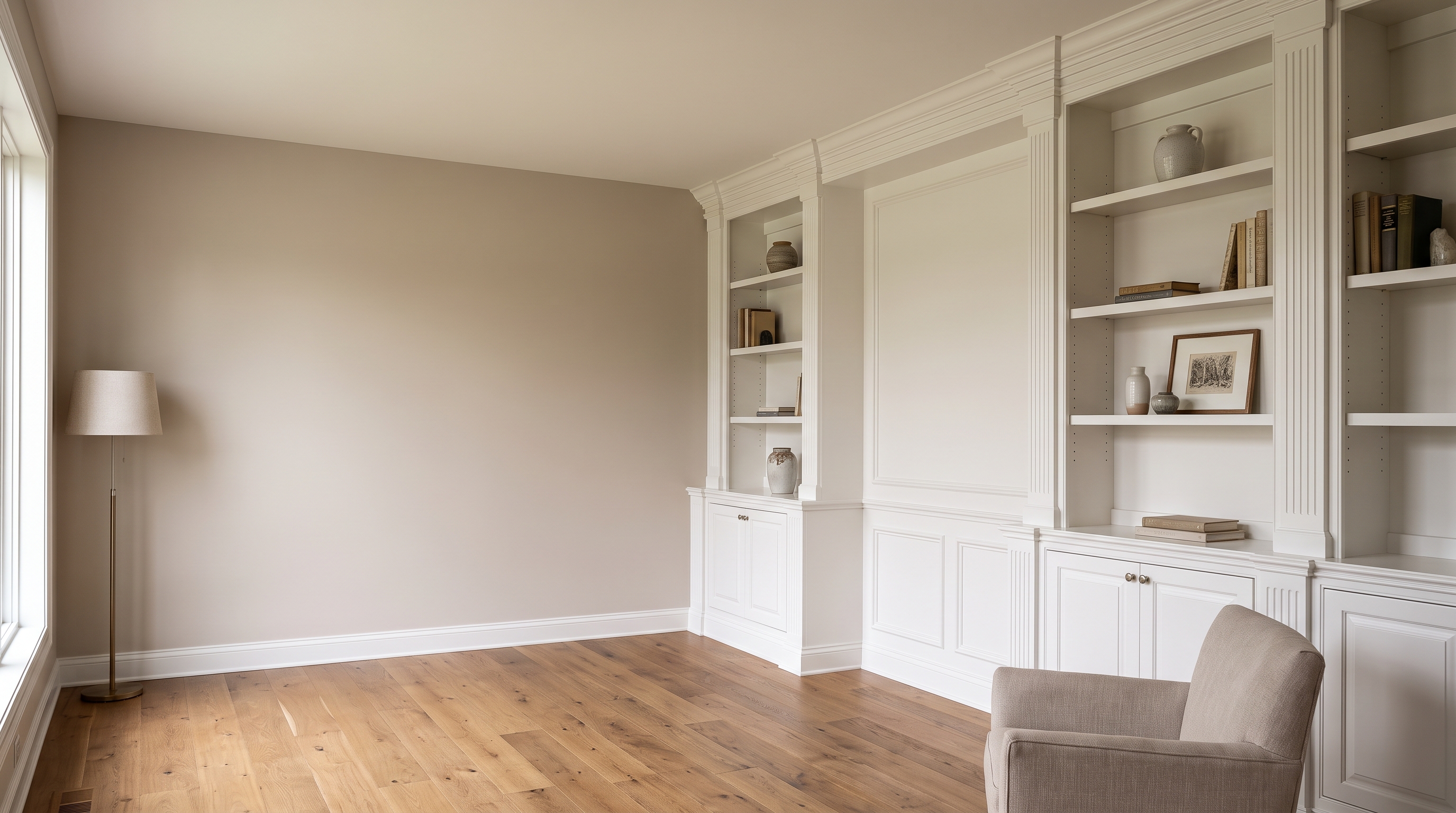 Finish carpentry built-in shelving