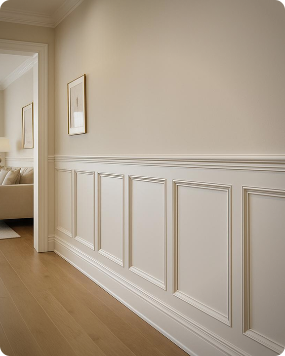 Wainscoting and trim in a Naperville hallway